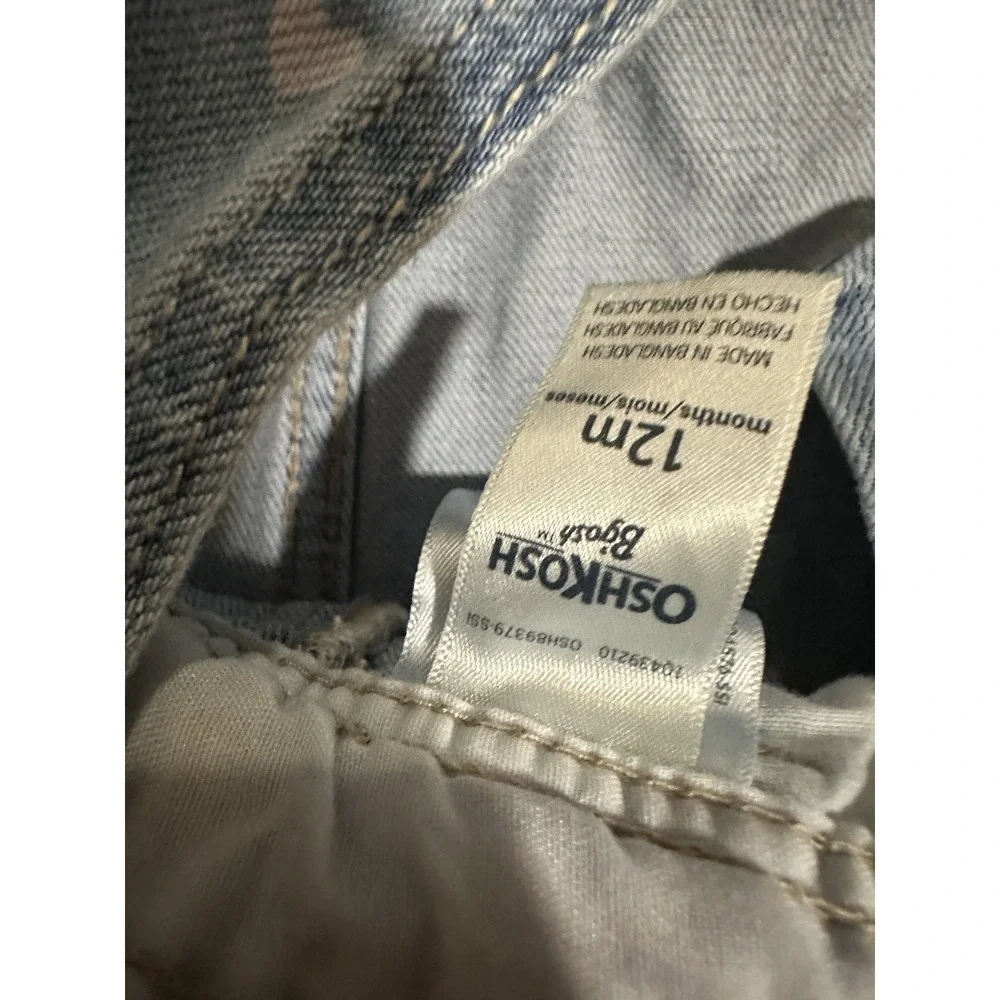 Oshkosh B'Gosh Denim Overalls with Pink Hearts Baby Girl 12 Months